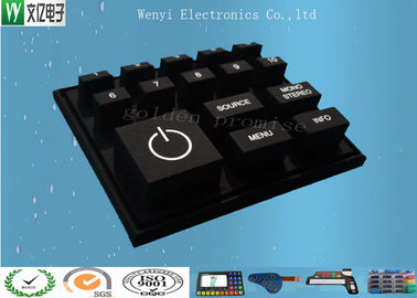 Czarny klucz Niestandardowe silikonowe klawiatury / biały ekran jedwabiu przewodzącej gumy klawiatury